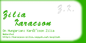 zilia karacson business card